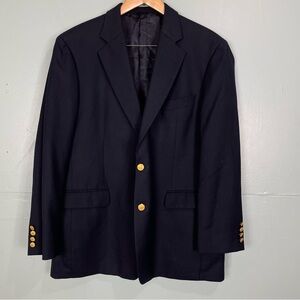 Brooks Brothers 346 Wool Cashmere Blazer Navy Blue Size 43R Gold‎ Buttons